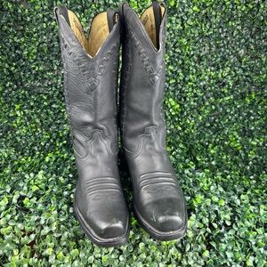 DURANGO  REBEL SQUARE BLACK Leather Cowgirl Boots SIZE 7.5 Woman